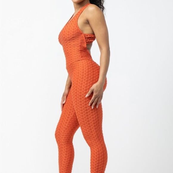 Orange Honeycomb Jumpsuit - Picture 4 of 10